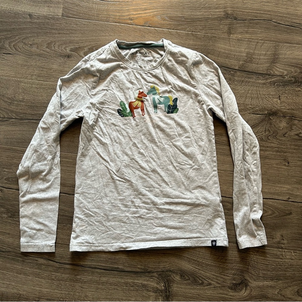 Ariat Light Gray Long Sleeve Shirt with Animal Design